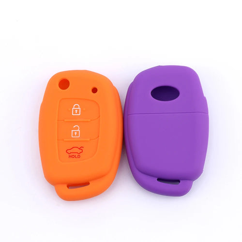 1Pc New Soft Silicone Key Case For Hyundai I20 Santa Fe Flip Remote Cover Shell 3 Buttons Fob Car Styling No Logo Accessories