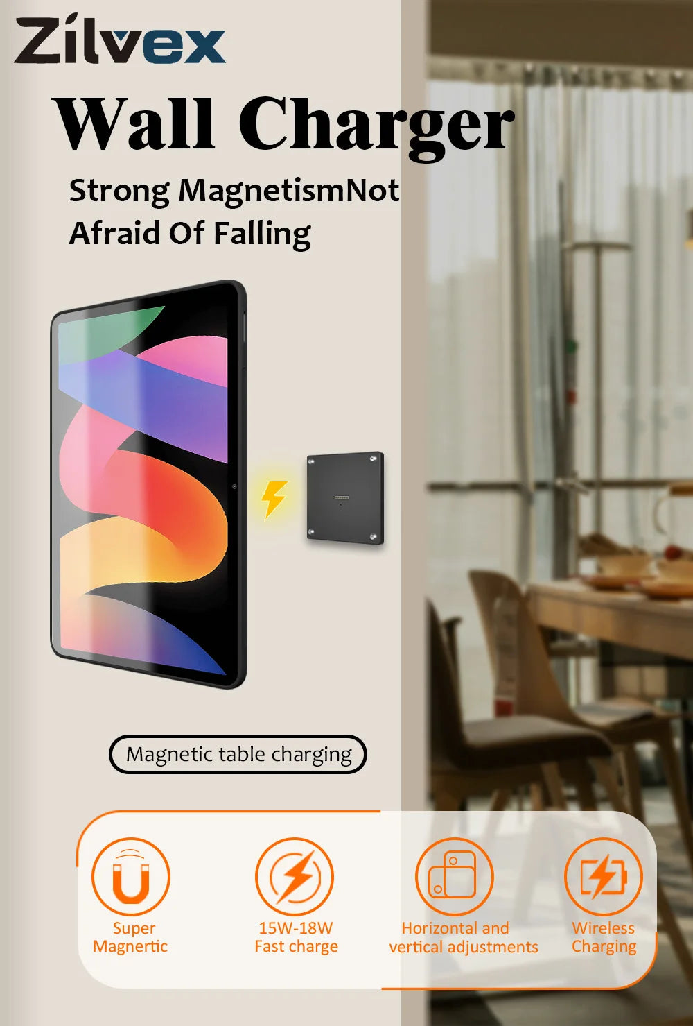 Magnetic Wall Mount with Charging Case for xiaomi redmi pad SE 11inch 18W Quick Charge Strong Magnets  in-Wall