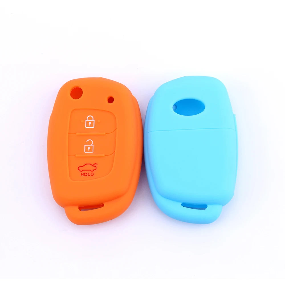 1Pc New Soft Silicone Key Case For Hyundai I20 Santa Fe Flip Remote Cover Shell 3 Buttons Fob Car Styling No Logo Accessories