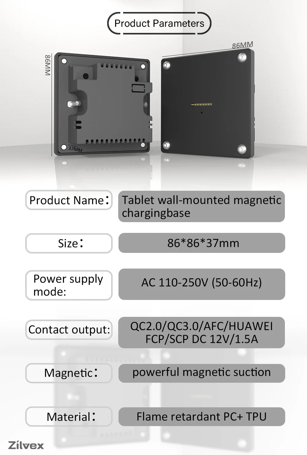 Magnetic Wall Mount with Charging Case for xiaomi redmi pad SE 11inch 18W Quick Charge Strong Magnets  in-Wall