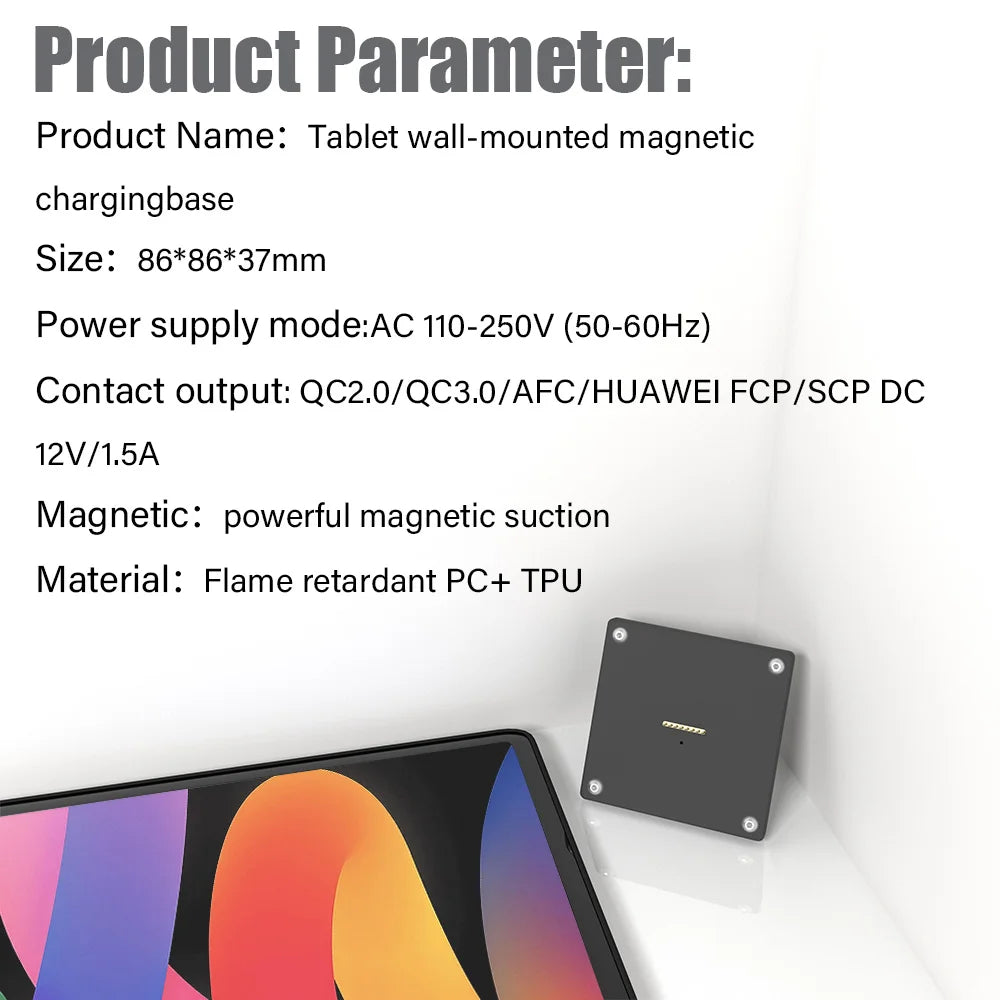 Magnetic Wall Mount with Charging Case for xiaomi redmi pad SE 11inch 18W Quick Charge Strong Magnets  in-Wall
