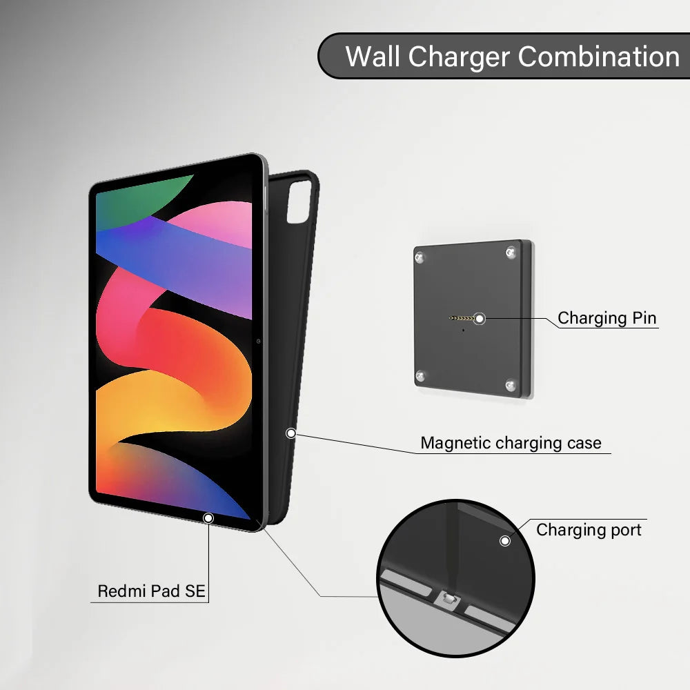 Magnetic Wall Mount with Charging Case for xiaomi redmi pad SE 11inch 18W Quick Charge Strong Magnets  in-Wall